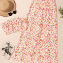  Jayleen Boho Floral Bandeau Top and High Waist Pants Set
