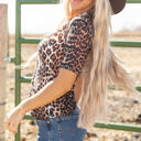  Jazmine Leopard Wrapped V Neck Slim Top