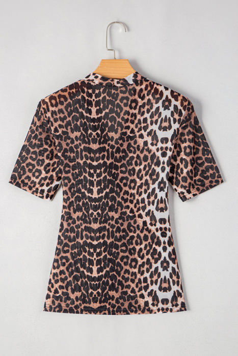 Jazmine Leopard Wrapped V Neck Slim Top
