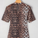  Jazmine Leopard Wrapped V Neck Slim Top