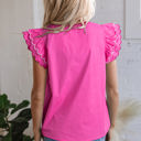  Jazmine Scallop Short Sleeve V Neck Blouse