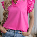  Jazmine Scallop Short Sleeve V Neck Blouse