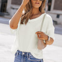  Jennifer Waffle Knit Drop Shoulder Loose Top