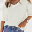  Jennifer Waffle Knit Drop Shoulder Loose Top