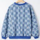  Jessica Checkerboard Oversized Denim Pullover