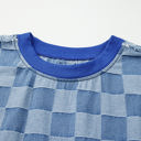  Jessica Checkerboard Oversized Denim Pullover