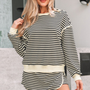 Black Stripe XL Jessica Drop Shoulder Pullover Top & Skirt Set