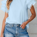  Jessie Layered Ric Rac Cap Sleeve Filled Neck Blouse