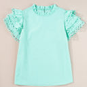 Mint Large Jessie Layered Ric Rac Cap Sleeve Filled Neck Blouse