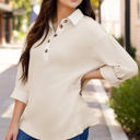  Arianna Waffle  Half Button Top