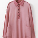 Pink Medium Arianna Waffle  Half Button Top