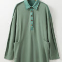 Smoke Green Large Arianna Waffle  Half Button Top