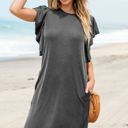 Black Large Jocelyn Ruffled Flutter Sleeve Dress