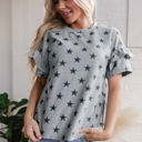  Joelle Star Ruffled Sleeve Crew Neck Top