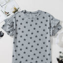  Joelle Star Ruffled Sleeve Crew Neck Top