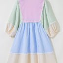  Joelle Striped Ric Rac Puff Sleeve Collared Mini Dress