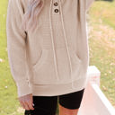  Joelle Waffle Knit Buttons Hooded Sweater