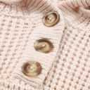  Joelle Waffle Knit Buttons Hooded Sweater