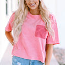 Pink XXL Jolene Lace Patch Pocket T-Shirt