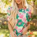  Jolene Ruched Short Sleeve Blouse