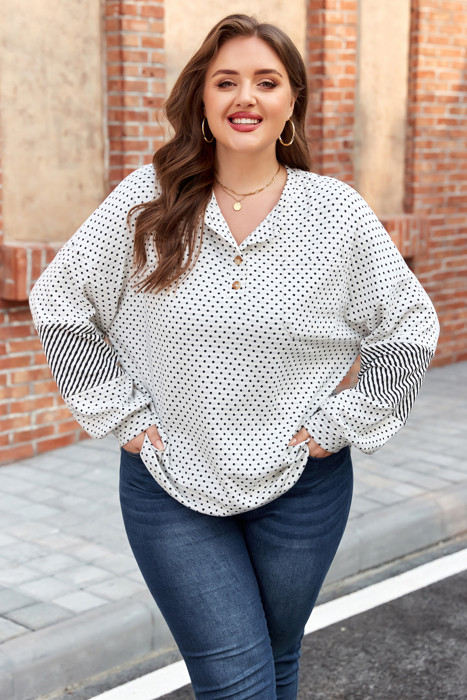 Jordyn Sleeve Henley top Long Sleeve PLUS Top