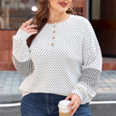 Beige XXXXL Jordyn Sleeve Henley top Long Sleeve PLUS Top