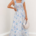  Josephine Floral Smocked High Waist Sleeveless Long Dress