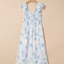  Josephine Floral Smocked High Waist Sleeveless Long Dress