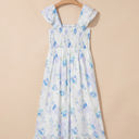 Josephine Floral Smocked High Waist Sleeveless Long Dress