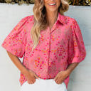  Josephine Floral Wide Short Sleeve Loose Top