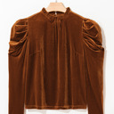 Chestnut Medium Josephine Puff Sleeve Velvet Top
