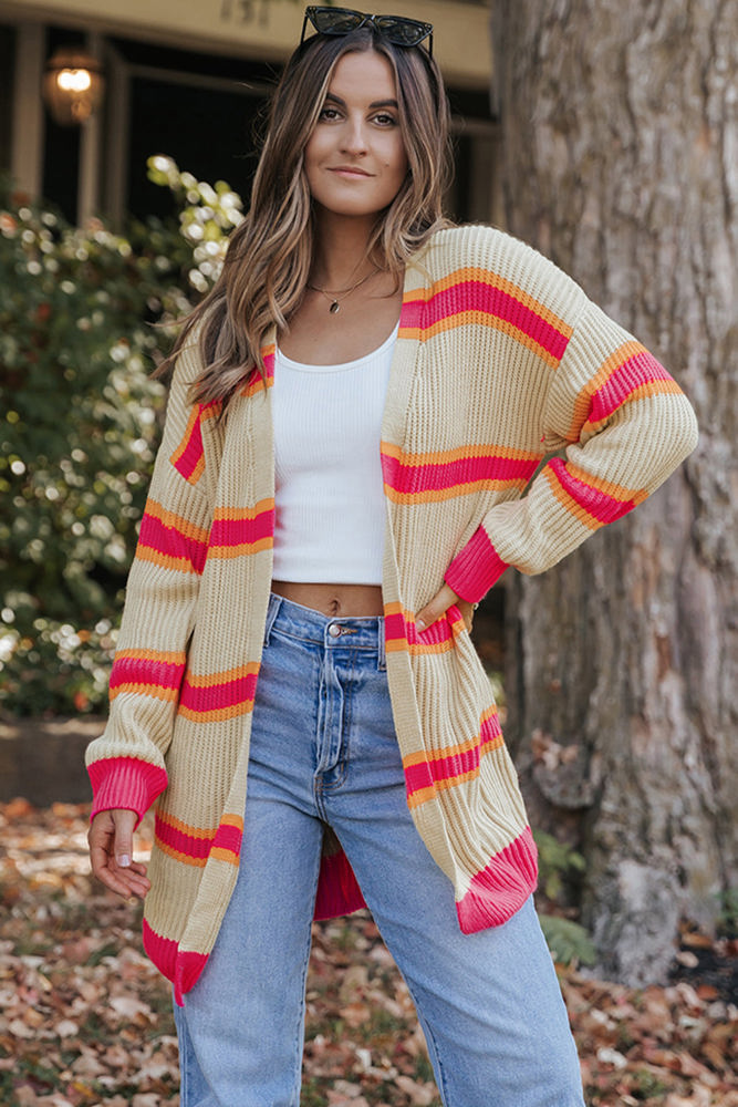 Josephine Stripe Long Knitted Cardigan