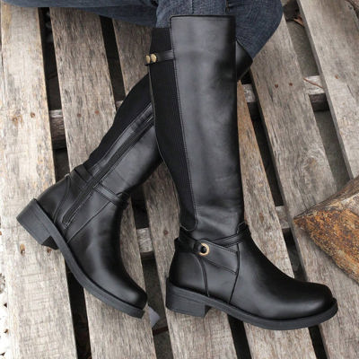 Josie Zipper Knee High Low Heel Boots