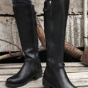  Josie Zipper Knee High Low Heel Boots