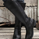  Josie Zipper Knee High Low Heel Boots