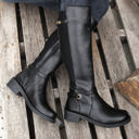 Black Size 8.5 Josie Zipper Knee High Low Heel Boots