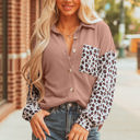  Journee Leopard Ribbed Casual Shacket