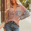  Journee Leopard Ribbed Casual Shacket