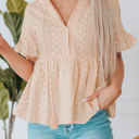 Apricot Large Jovie Split V Neck Babydoll Top