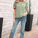  Joy Sleeve Contrast Trim Tee