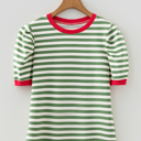  Joy Sleeve Contrast Trim Tee