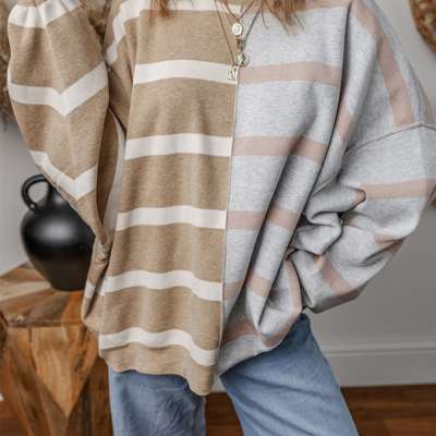 Jream Stripe Colorblock Oversized Sweater