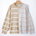  Jream Stripe Colorblock Oversized Sweater