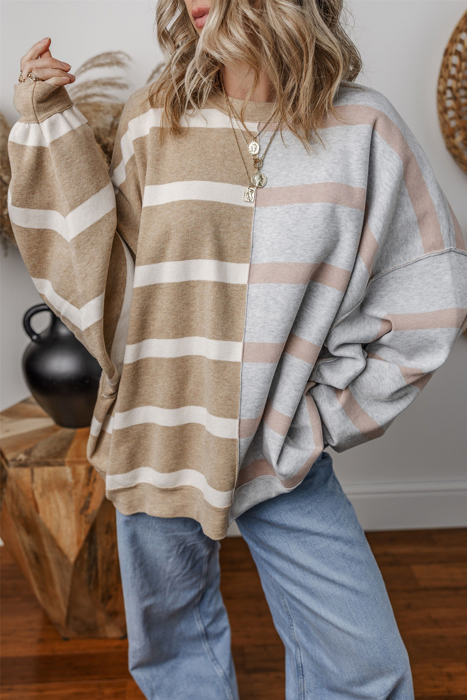 Jream Stripe Colorblock Oversized Sweater