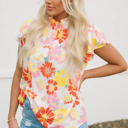  Judith Multicolor Flutter Sleeves Floral Blouse