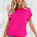 Rose Red Medium Judith Sleeve Loose Knit Sweater