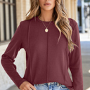  Judith Solid Exposed Seam Long Sleeve Top