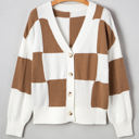  Julia Checkered Button Sweater Cardigan