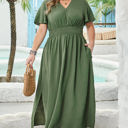 Juliana Plus Size Surplice Neckline Shirred Maxi Dress