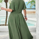  Juliana Plus Size Surplice Neckline Shirred Maxi Dress